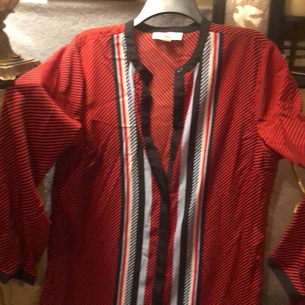 Michael Kors front button dress Multi color long sleeve
